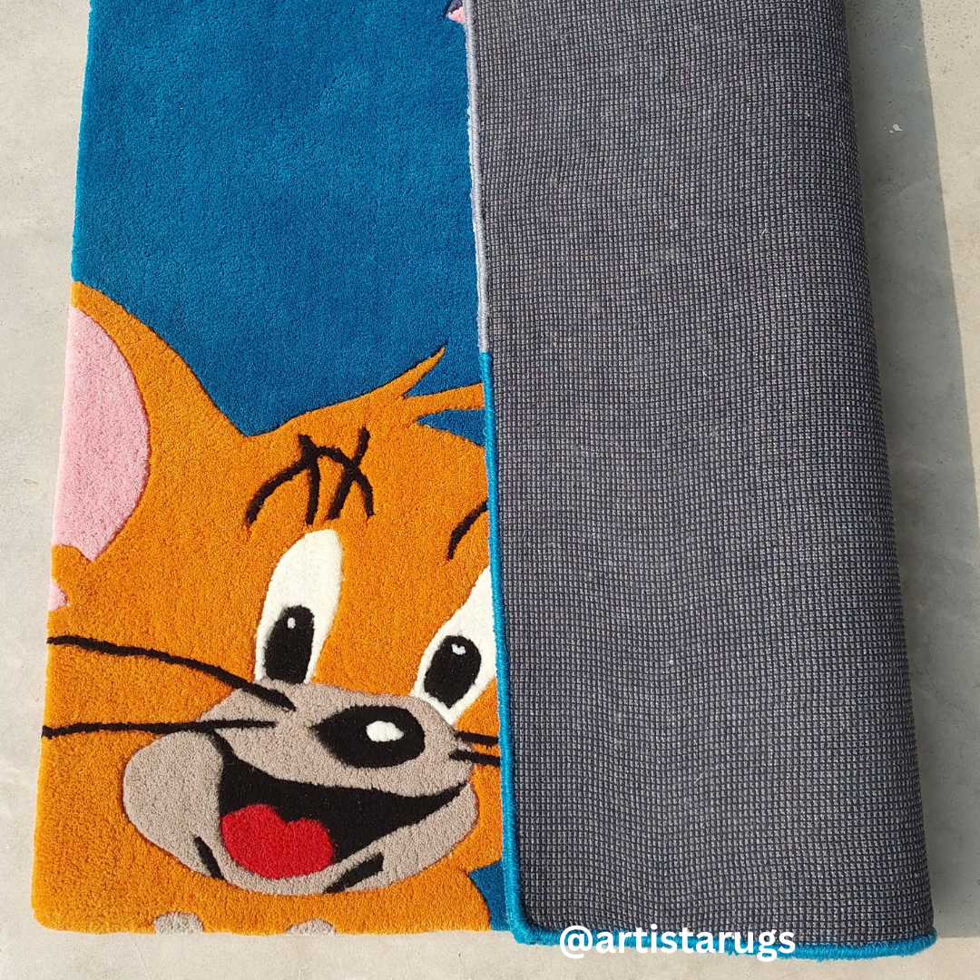 front and back view of Tom and Jerry rug