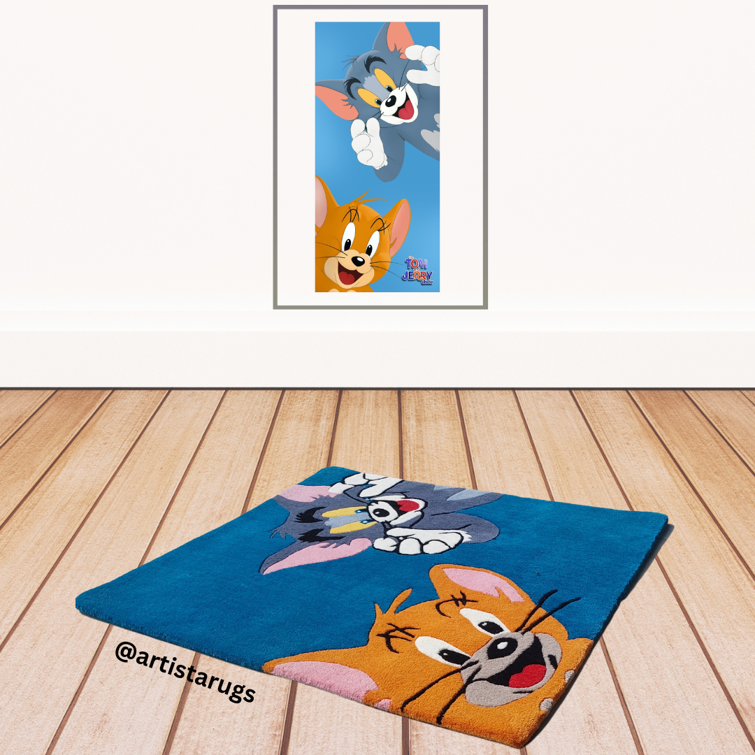 Cat and mouse animation Rugs