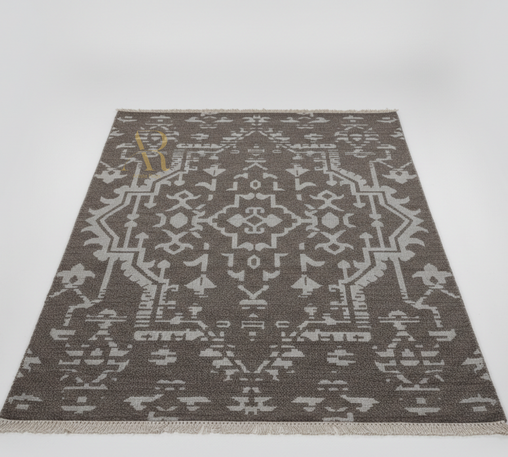 Patterned rug on a white background