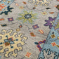 Close-up of a floral patterned rug with multicolor design on a gray background