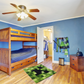 Green minecraft rug in bedroom
