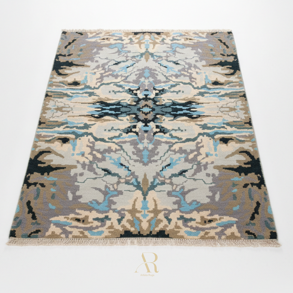 Rug with a geometric pattern on a white background
