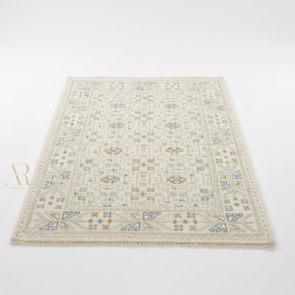 Patterned rug on a white background