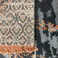 Close-up of two patterned rugs with geometric designs.