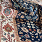Close-up of intricately patterned rugs with floral and geometric designs.