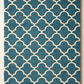 Blue and white geometric patterned rug