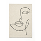 Abstract line art of a face on a textured beige background