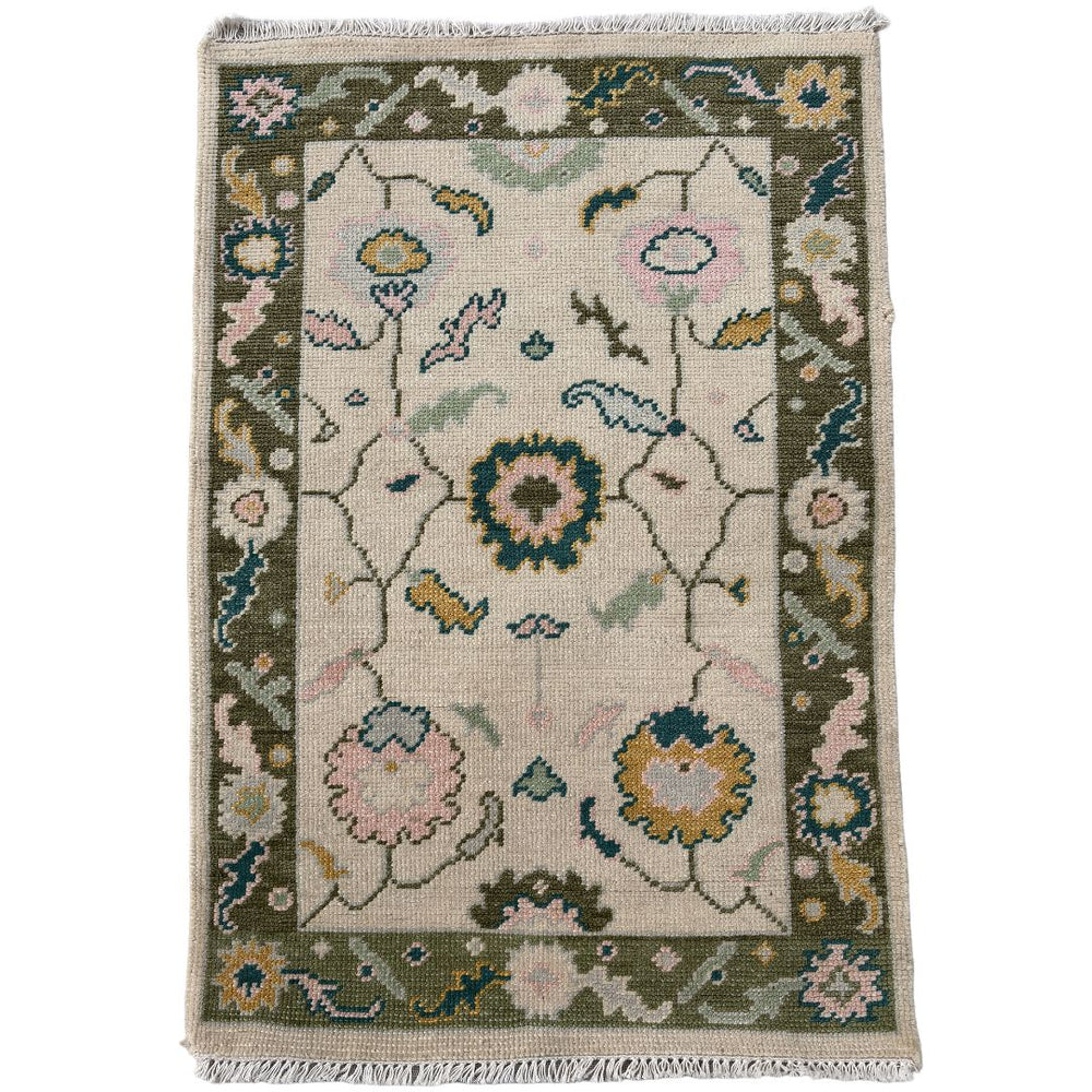 Decorative rug with floral patterns on a white background