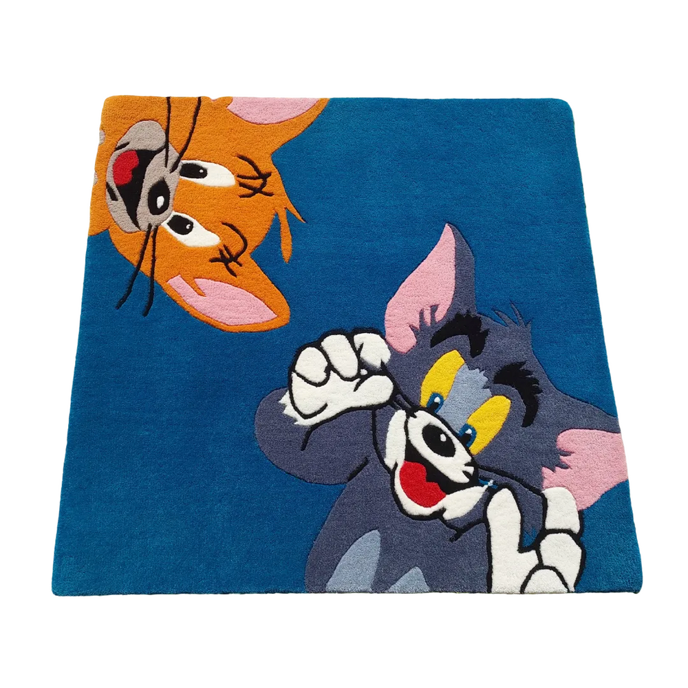 Cartoon characters on a blue background