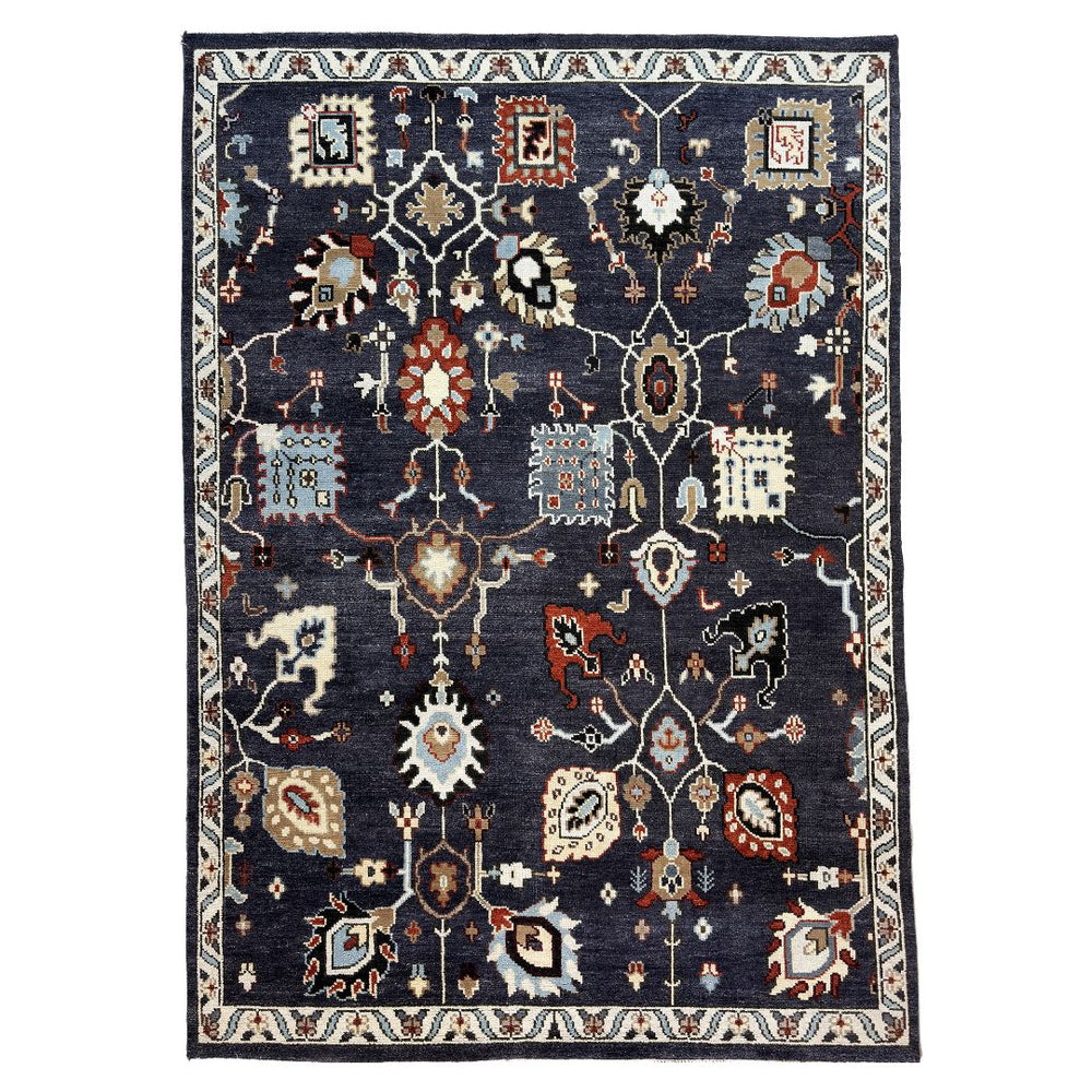 Decorative rug with intricate patterns on a white background