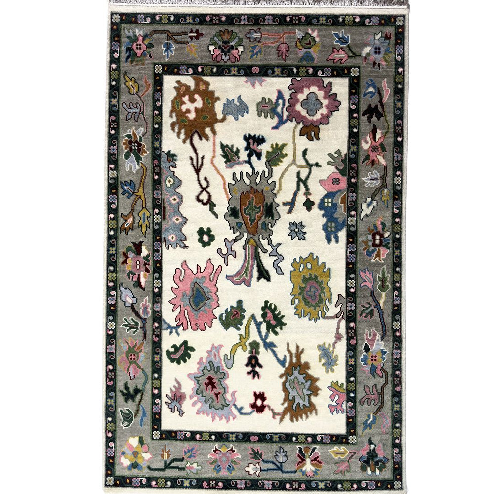 Decorative rug with floral patterns on a white background