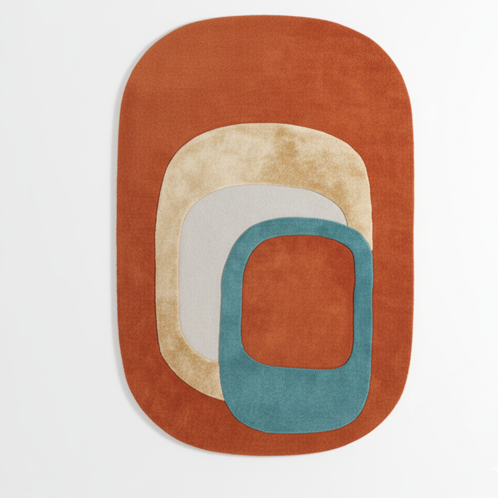 Rug with geometric design on a white background