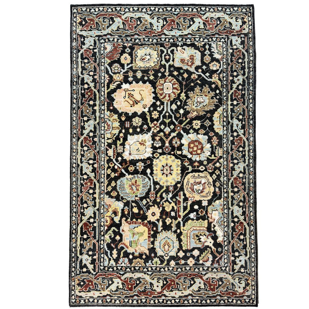 Decorative rug with intricate patterns on a white background