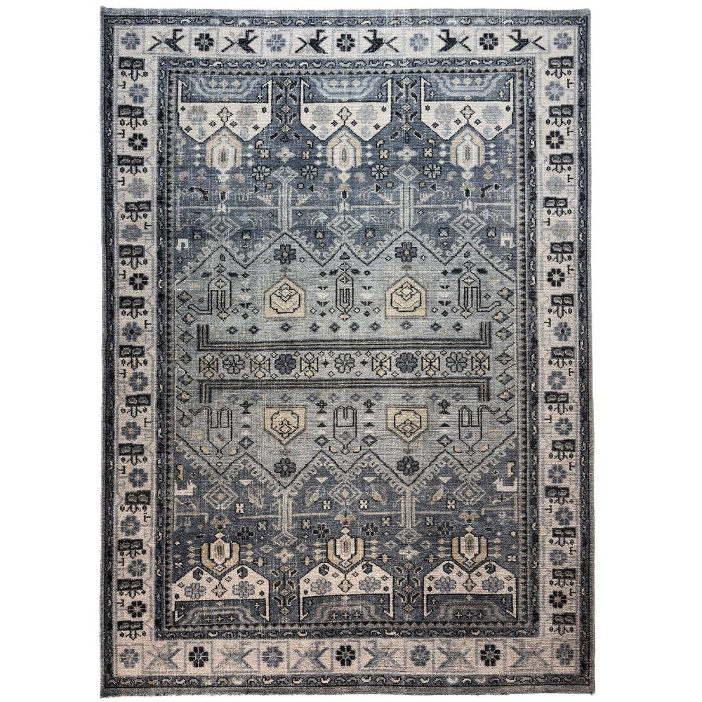Decorative rug with geometric pattern on a white background