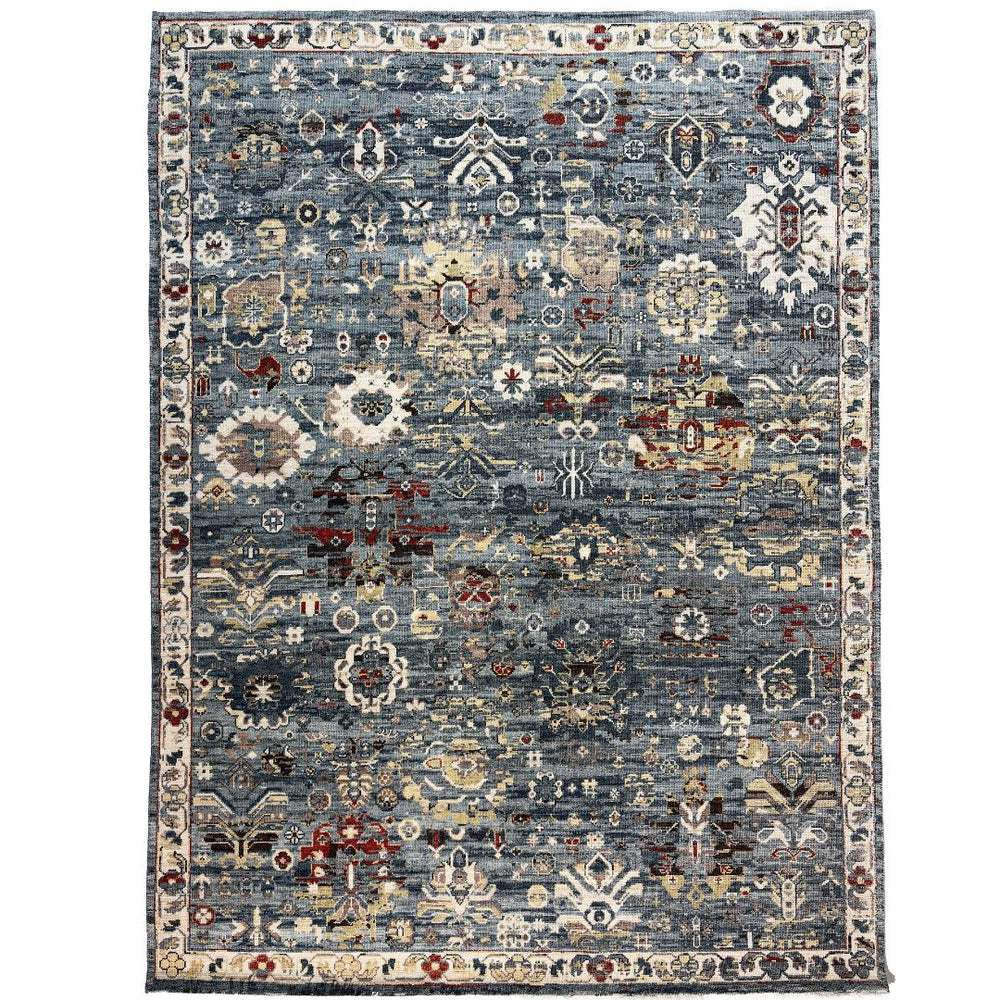 Decorative rug with intricate pattern on a white background