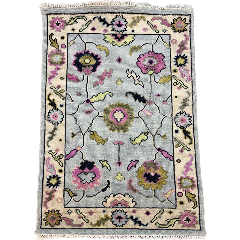 Decorative rug with floral pattern on a white background