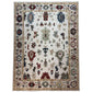Decorative area rug with intricate patterns on a white background