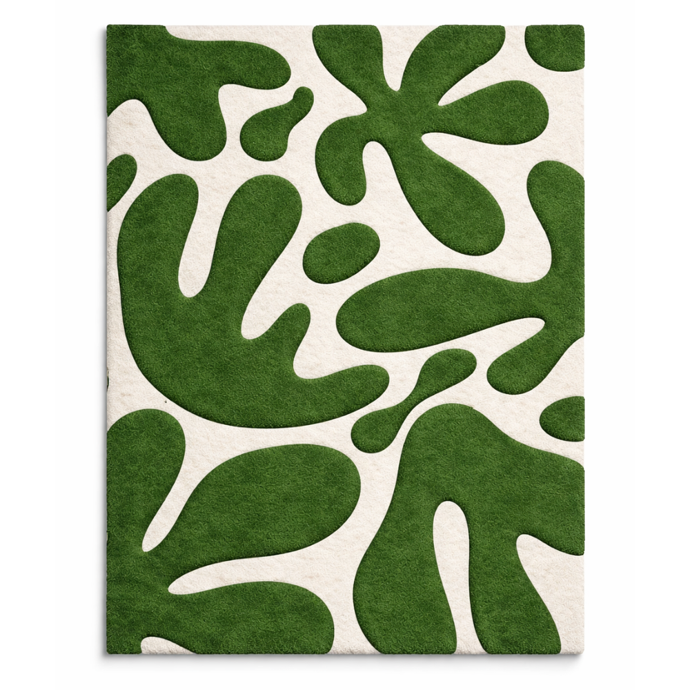 Green abstract leaf pattern on a white background