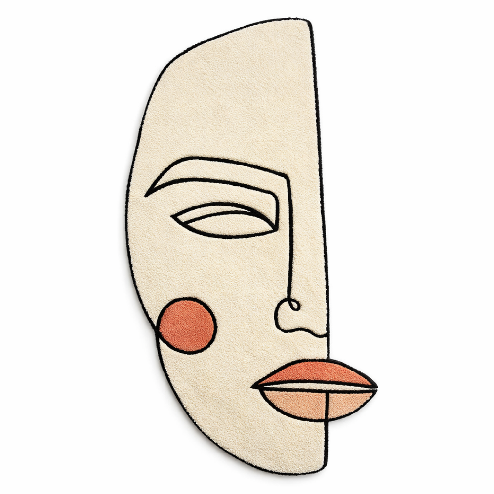 Abstract face design on a beige background