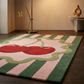 Decorative rug with cherry design in a room setting