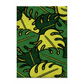 Rug with green and yellow leaf pattern on a white background