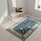 Decorative rug with floral pattern on a light wooden floor