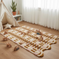 Children's playroom with a patterned rug, wooden toys, and a teepee.