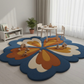 Floral-patterned rug in a room with children's toys and furniture