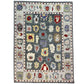 Decorative rug with colorful abstract patterns on a white background