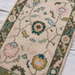 Floral patterned rug with colorful flowers on a neutral background
