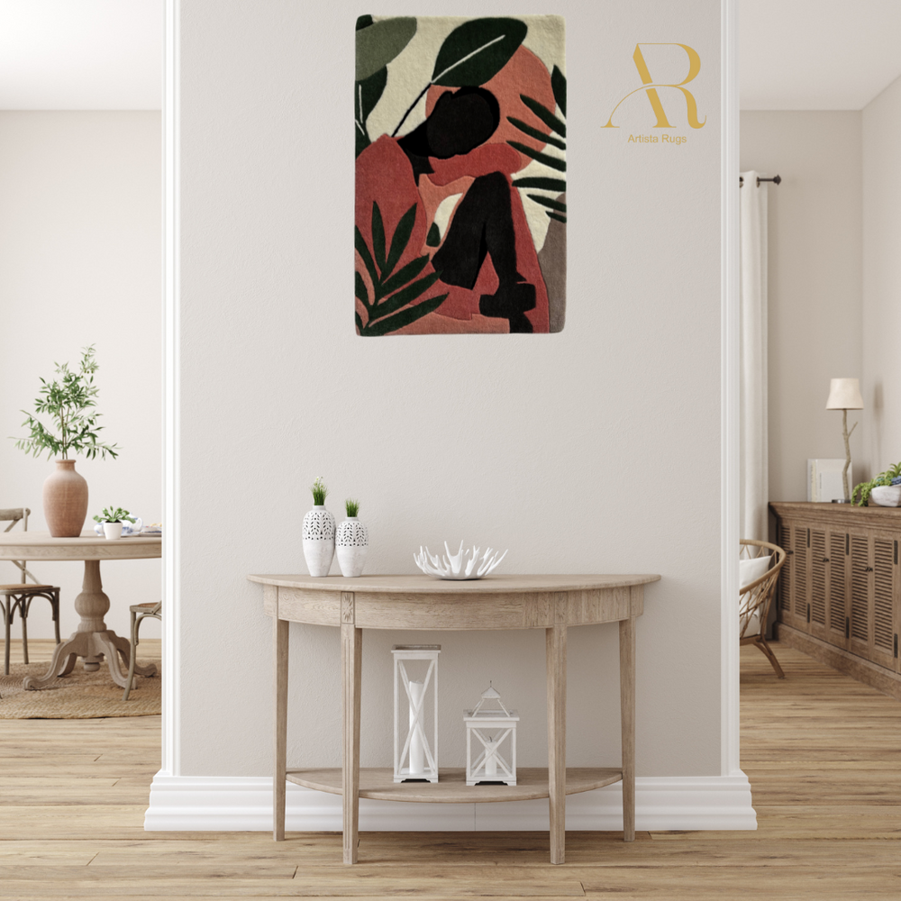 Boho Art - Tropical Girl Wall-hanging Rug by Artista Rugs