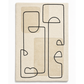 Beige rug with black abstract line design on a white background
