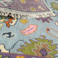 Close-up of a colorful patterned rug with floral designs.