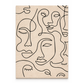 Beige poster with black line art of abstract faces on a beige background