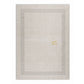 A rectangular beige linen placemat with a decorative border of small perforated dots and a central gold monogram 'AR', shown on a plain white background.