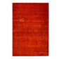 A rectangular area rug in a rich rust red color with a subtle textured pattern and a small gold butterfly motif in the upper left quadrant, shown against a plain white background.