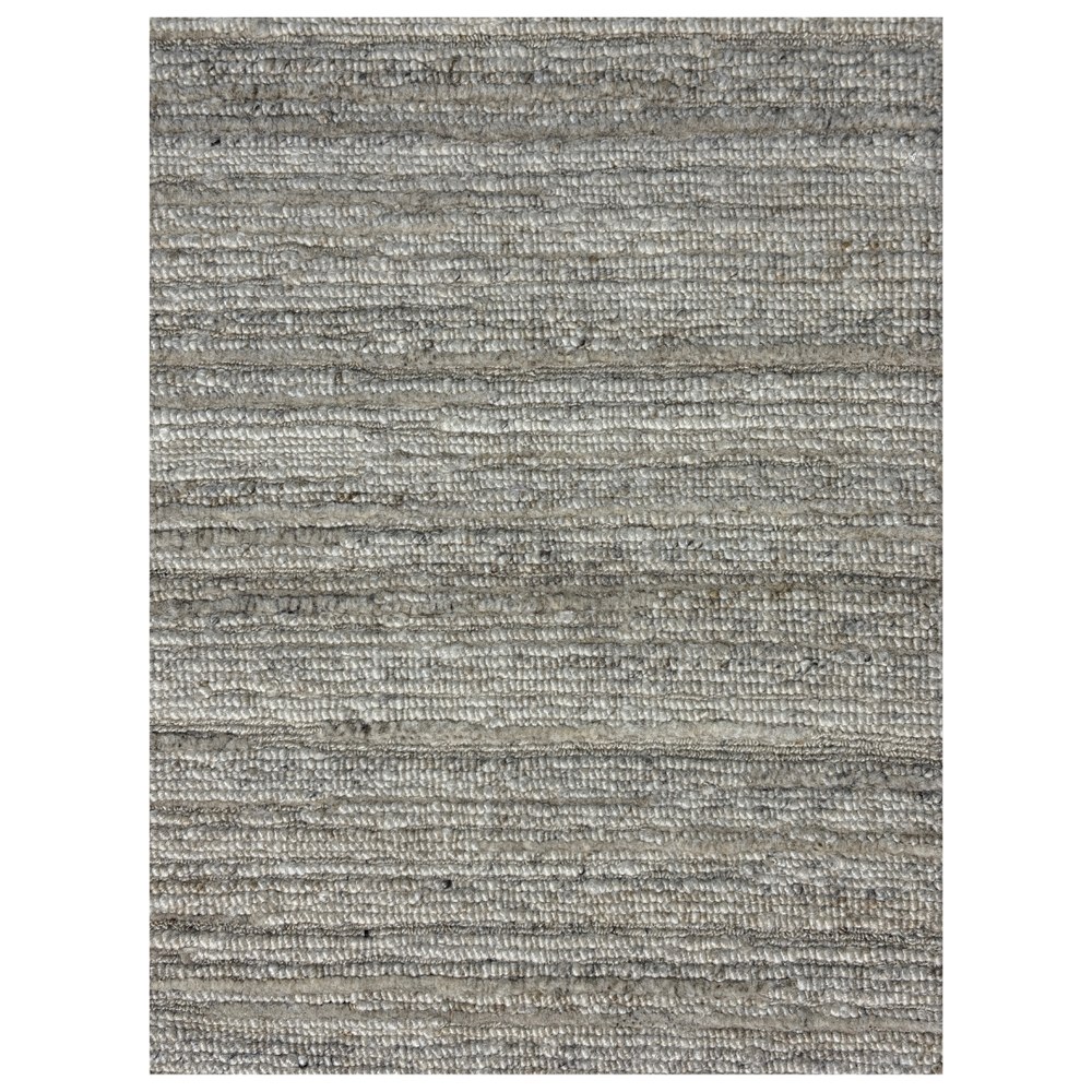 Textured gray area rug on a white background