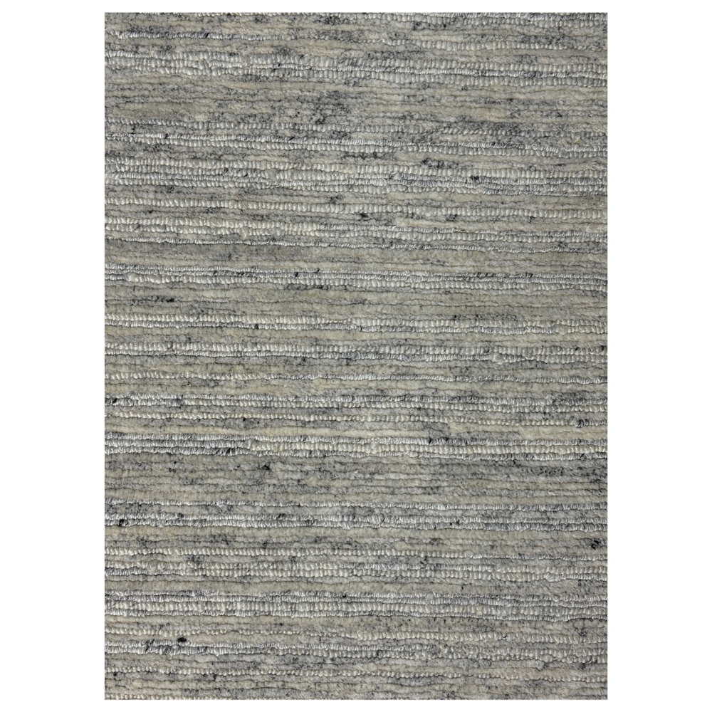 Textured gray area rug on a white background