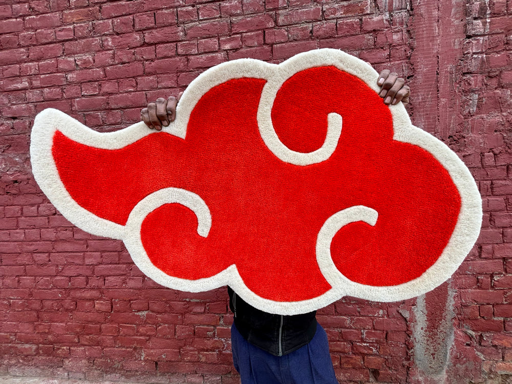 Closeup view of akatsuki cloud rug