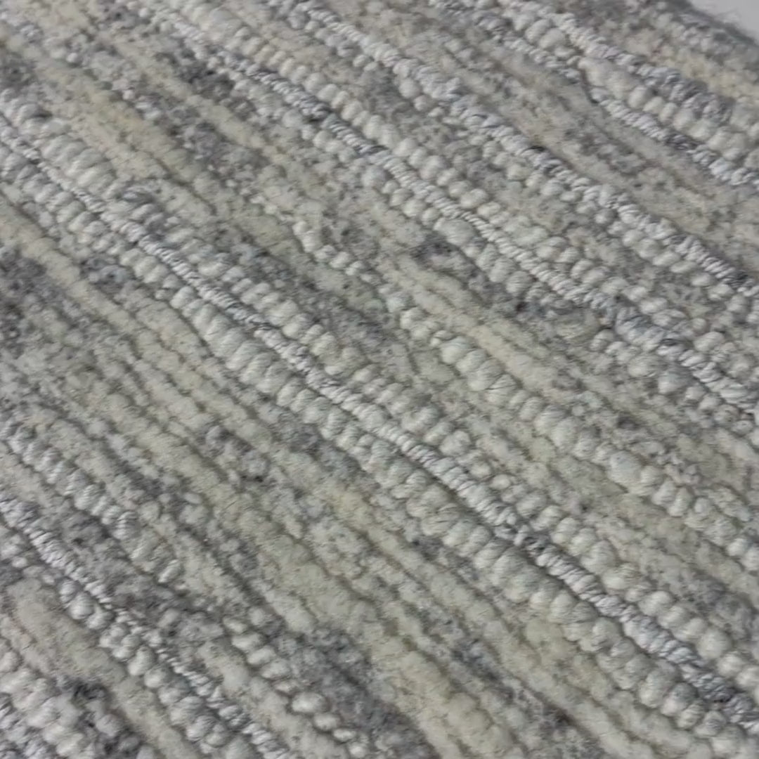 Close-up of a patterned rug with a visible textures.
